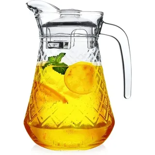 Glass Jug With Lid For Drinks Water Juice Iced Tea More