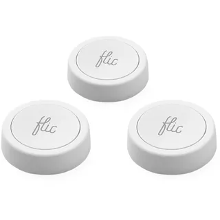 Flic Smart Button Weiß – 3er-Pack: Steuert Licht, Musik & mehr per Drücken, Doppeldrücken, Halten. Kompatibel mit Alexa, HomeKit, Matter. Einrichtung über Flic App, Bluetooth/WLAN nötig.