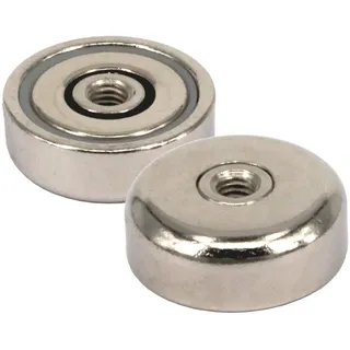Neodym Magnet mit Gewinde Bohrung - Extra Starke Topfmagnete D 16 mm - 6 KG Zugkraft - Flachgreifer Rund mit M3 Innengewinde[1 Stück]
