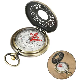 Wanderkompass Vintage Taschenuhr Metall Kompass aus Hohlem Messing Material Langlebig Stoßfest Wasserdicht Kompass Outdoor Geeignet für Outdoor-Rucksacktouren Camping Wandern Jagen und Trekking