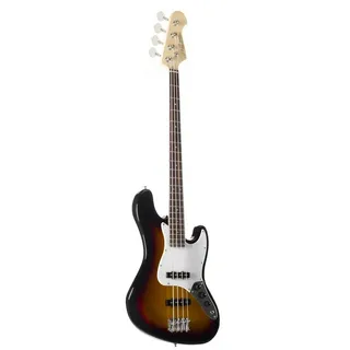 J & D E-Bass, E-Bass Bass Gitarre mit 4 Saiten und Linde Korpus JB Bass mit 2 Single Coil Tonabnehmern und passiver Elektronik 3-Tone Sunburst, E-Bässe, 4-Saiter E-Bässe, E-Bass, Bass Gitarre, 4 Saiten, Linde Korpus, JB Bass, Single Coil