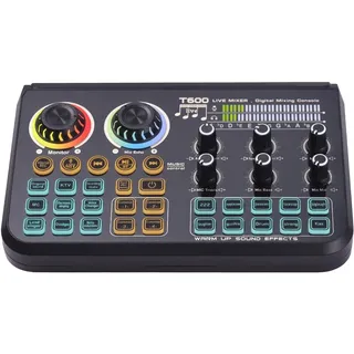 Btuty Sound Board Audio Mixer Live Sound Card Dynamic LED Colorful Light BT Wireless Plug and Play One-click Noise Reduction Rechargeable for Live Streaming Podcasting Recording