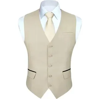 Anzugweste Herren Hochzeit Businessweste Smoking Taschen Champagne 3XL