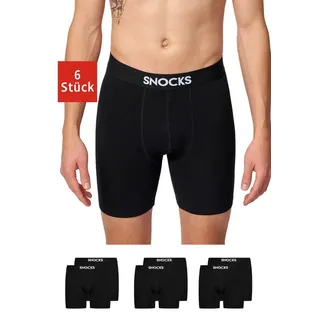 SNOCKS Boxershorts unifarben schwarz/weiß L 6er Pack