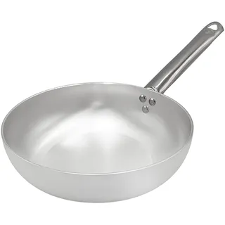 padella alta svasata alluminio professionale agnelli cm 28 Agnelli Poele haute avec manche en acier inoxydable, Silber / Schwarz, 28 cm