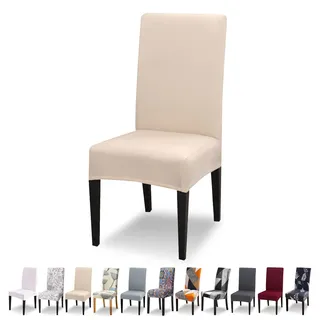 Lydevo Stuhlhussen 4er Set Stretch Moderne Stuhlhussen für Esszimmerstühle Stuhlhussen für Schwingstühle Universal Waschbarer Abnehmbarer Stuhlbezug für Esszimmer Hotel Bankett Küche,Beige