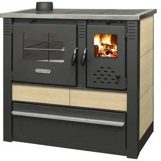 ProTermo Pro Termo doo Küchenherd Holzofen PANONIA mit Kacheln creme 10,5 kW Dauerbrandherd linke Version