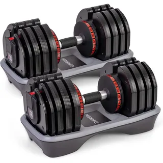 Profihantel | X36 Hantelsystem mit Drehmechanismus | Einstellbare Hanteln | 2 bis 36 kg in 18 Schritten | Sicheres Haltesystem | Verstellbare Kurzhanteln | Das Duo-Komplettset mit Ablageschalen