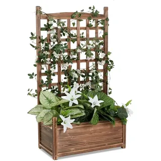 Blumenkasten mit rankgitter, Rankkasten Holz,64x34x115cm Rankhilfe Hochbeet Pflanzkübel Pflanzkasten Balkon, Garten - Unho