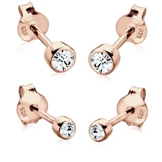 Elli Ohrstecker Set Roségold 925 Sterling Silber 2er Set mit Kristall