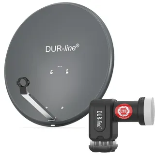 Dur-Line MDA 60 Anthrazit - Digiatale 4 Teilnehmer Satellitenschüssel Komplett-A...