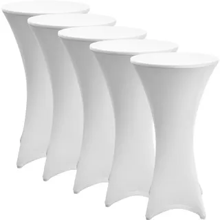Beautissu Stehtischhusse Stretch Weiß Ø 80-85 cm 5er Set