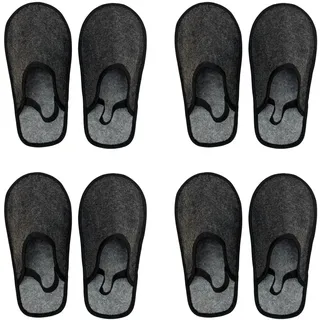 Xlabor Filz Museumspantoffeln 4 Paare Set mit Gummiband Überziehschuhe Schuhüberzieher zum Bodenschutz vor Schmutz & Kratzern Handwerkerpantoffeln Filzüberschuhe Schlosspantoffeln - 41/46 EU