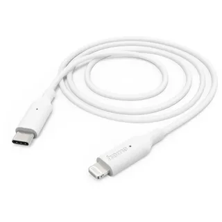 Hama Ladekabel USB C auf Lightning (iPhone Ladekabel, Lightning Kabel, iPhone 14 13 12 11 Pro Max Plus mini SE XS Max XR X 8 7, iPad Pro Air mini, iPod, MFI zertifiziert, 1m) weiß