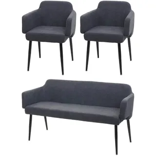 Mendler Esszimmer-Set HWC-L13, 2er-Set Stuhl+Sitzbank Esszimmergruppe Sitzgruppe Esszimmergarnitur, Stoff/Textil ~ anthrazit