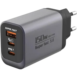 150W USB C Ladegerät 3-Port Super Schnellladegerät, Tragbarer QC3.0 USB Typ C Netzteil für MacBook, Samsung und mehr