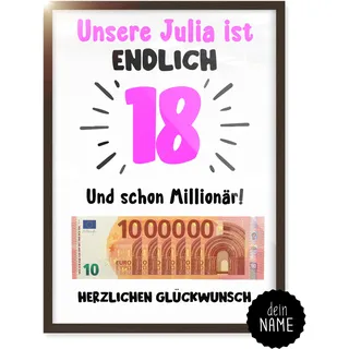 myDreamwork 18. Geburtstag Mädchen – Geschenke zum 18 Geburtstag | Geldgeschenke Mädchen – Lustige Geschenkideen für Frauen – Ideal als Geburtstagsdeko | Geldgeschenk 18
