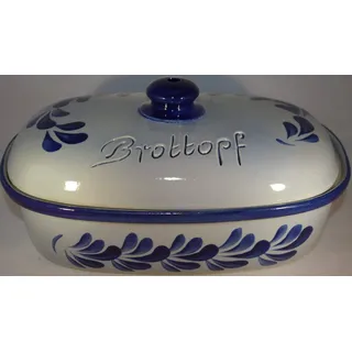 Töpferei Seifert Brottopf 30 cm grau-blau Oval, Steinzeug Westerwald