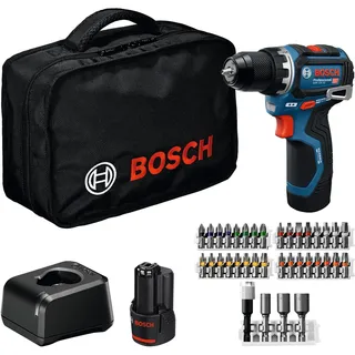 Bosch GSR 12V-32 inkl. 2 x 2,0 Ah + 36-teiliges Zubehör-Set + Werkzeugtasche