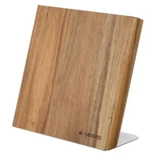 Navaris Messerhalter magnetisch aus Akazie 23x22,5x12cm - Magnet Messerblock Messerbrett Holz Magnethalter - Messer Halterung unbestückt braun