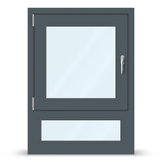 Fenster mit Unterlicht Anthrazit, Kunststoff, Kömmerling 70 AD, Anthrazit ähnlich RAL 7016, 800 x 1100 mm, individuell online konfigurieren