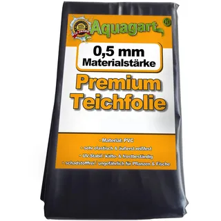 Aquagart Teichfolie PVC 5m x 8m 0,5mm Schwarz Folie für den Gartenteich