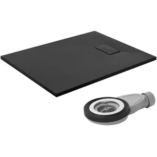 luxebath Bodengleiche Duschwanne 100 x 80 cm Kunststoff Schwarz