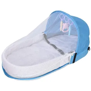 Baby-Reisebett, Tragbares Baby-Reise-Stubenwagen mit Moskitonetz und Spielzeug, Faltbares Kinderbett, Kleinkind-Reisebett Heimreisen (Himmelblau)