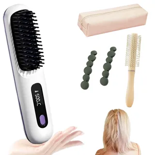 Cefryna Kurzhaar Pro, Cefryna Stylingbürste Für Kurze Haare, Styling-Bürste Mit Neuen 3px-Keramik-Borsten, 4000mah, Für Schnelles, Präzises Styling Ohne Ziehen, Verrenkungen Oder Frust(Weiß)