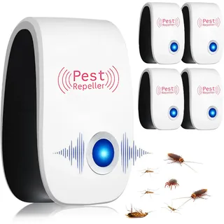 Bugshield Milben Stecker Pro 4 Stück, Bug Shield 2025 – Milben entfernen in 5 Sekunden, Ultraschall Gerät für Mäuse vertreiben, Moskito, Kakerlaken, Spinnen und Fliegen (4 Stück)