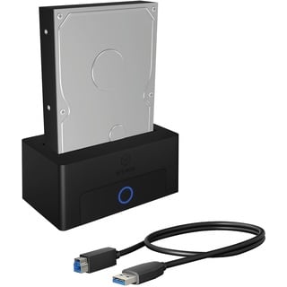 ICY BOX HDD / Festplatten Docking Station USB 3.0 für SATA 2,5 Zoll & 3,5 Zoll, Festplatten Lesegerät, Adapter, Extern, Schwarz, IB-1122-U3