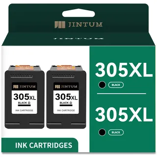 JINTUM 305 XL Schwarze Druckerpatronen Ersatz für Druckerpatronen HP 305 Schwarz für HP DeskJet 2700e 4120e 2820e 4220e 2710 2720 Envy 6000 6010 6020 6030 6032 Pro 6420 6432 DeskJet Plus (2er-Pack)