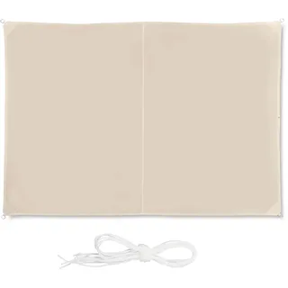 Relaxdays Sonnensegel rechteckig, wasserabweisend, UV-beständig, mit Spannseilen, Terrasse, Balkon, BxT: 2 x 3 m, beige