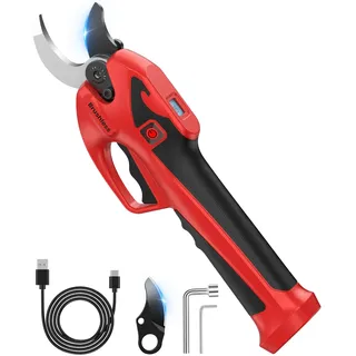Professionelle Bypass Akku Gartenschere, 2000mAh Elektrische Gartenschere, 41 mm Gehärtete Stahlklinge Akku Astschere für Einfaches und Müheloses Schneiden von bis 23 mm Aststärke, Robustes Werkzeug