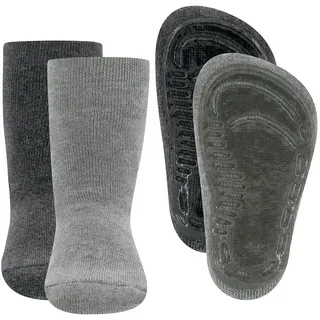 Ewers 2er Pack Uni Stoppersocken SoftStep, Socken mit Antirutschsohle für Jungen und Mädchen, Anti-Rutsch-Socken mit Gummisohle, MADE IN GERMANY, 2 Paar rutschfeste Kindersocken, Größe 25-26