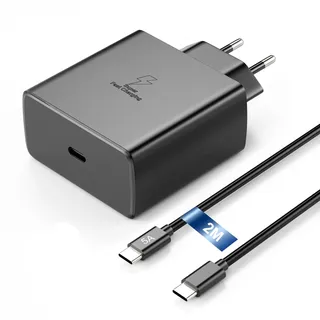 45W Schnellladekabel USB c für Samsung Galaxy S25 S24 S23 S22 S21 S20 fe Ultra S10 S9 S8 A55 A54 A53 A52 A51 A50 A34 A33, 2M Ladekabel mit Netzteil Fast Charger Stecker Schnelladegerät