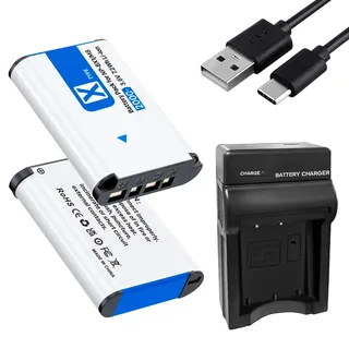 2 Stück Akku NP-BX1 2000mAh und Ladegerät für Sony NP-BX1 und ZV-1, Cyber-Shot DSC-RX100, DSC-RX100 II/III/M4/M5/M6/M7/IV/V/VI/VI/VII/VA, DSC-RX100M II, HDR-CX405