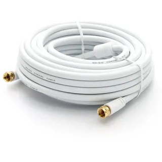 PremiumX Premium X 12,5m Basic-Line TV Koaxialkabel mit Vollmetallstecker - doppelt geschirmt >110dB Digitales SAT Anschlusskabel - Antennenkabel Weiß |HDTV
