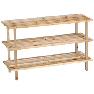 Zeller Schuhregal mit 3 Ablagen 49,5 cm x 26 cm x 80 cm Kiefer