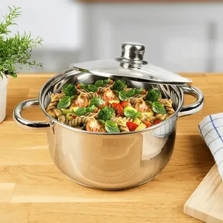 Edelstahlkochtopf mit Glasdeckel
