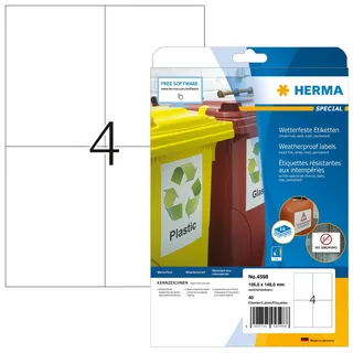 Herma wetterfeste Folienetiketten 4598 weiß 105,0 x 148,0 mm