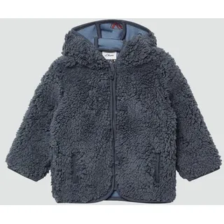 s.Oliver Funktionsjacke Outdoor-Jacke Unisex Jacke aus Teddyplüsch mit gemustertem Jersey-Futter blau 92 EU