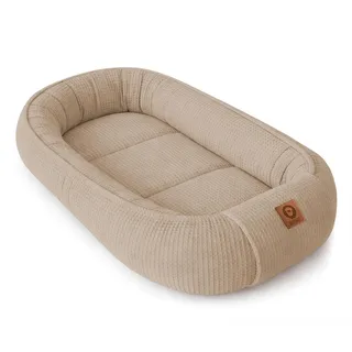 Babynestchen Neugeborene – Babynest aus Waffelpique Baumwolle – Nestchen Baby für Babybett & Kinderbett – Babykokon Tragbar – OEKO-TEX zertifiziert – Zubehör Babybett - Braun Waffelpique