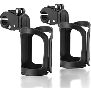 Gvolatee 2 Pack Flaschenhalter, 360 Grad Rotation Einstellbare Getränkehalter Kinderwagen, Leicht Trinkflaschenhalter Ohne Schrauben, für Fahrrad, Mountainbikes, Rennrad, Rollstuhl (Schwarz)