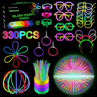 Withosent 330 Stück Knicklichter Party Set, Neon Leuchtstäbe mit 150 Anschlüssen, Knicklicht Glow Sticks Schwarzlicht Deko für Kinder Erwachsene Party Deko, Hochzeit, Armbänder, Halloween, Festivals