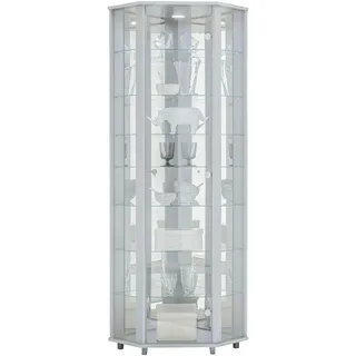 fif Möbel "TRIO Höhe ca. 172 cm, ink. Beleuchtung", weiß, Holzwerkstoff, Sicherheitsglas ESG, Schränke, Eckvitrine, Glasvitrine Glasvitrinen Schränke (595205)