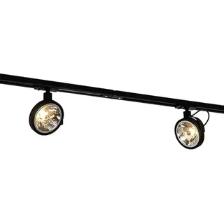 QAZQA - Modern Schienensystem Komplettset I Spotlight I Deckenspot I Deckenstrahler I Strahler mit 5-flammig Spot I Spotlight I Deckenspot I Deckenstrahler I Strahler I Lampe I Leuchtes schwarz 1-phas
