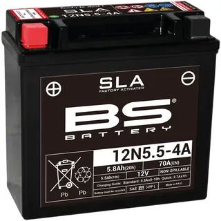 BS Battery 300841 12N5.5-4A AGM SLA Motorrad Batterie, Schwarz