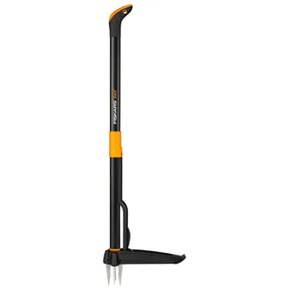 Fiskars Xact Unkrautstecher, Länge: 1 m, Rostfreie Stahl-Arme/Kunststoff-Griff, Schwarz/Orange, Kartoneinzelverpackung, 1077305