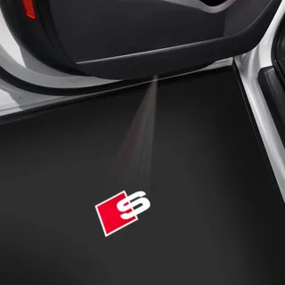 Audi Einstiegs-LED Projektor S-Logo Raute Einstiegsbeleuchtung Projektion, rot/weiß